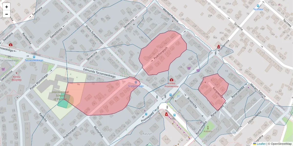 Szczegółowa mapa kodu pocztowego 60-143 z granicami, sąsiednimi kodami pocztowymi i urzędami pocztowymi