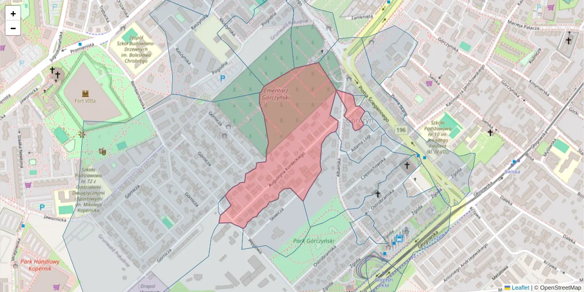 Szczegółowa mapa kodu pocztowego 60-144 z granicami, sąsiednimi kodami pocztowymi i urzędami pocztowymi