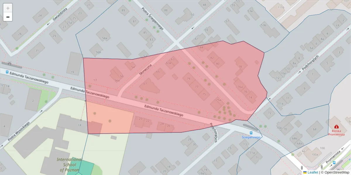 Szczegółowa mapa kodu pocztowego 60-147 z granicami, sąsiednimi kodami pocztowymi i urzędami pocztowymi