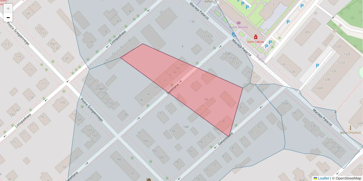 Szczegółowa mapa kodu pocztowego 60-151 z granicami, sąsiednimi kodami pocztowymi i urzędami pocztowymi