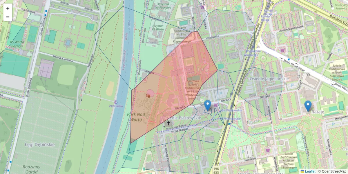 Szczegółowa mapa kodu pocztowego 60-156 z granicami, sąsiednimi kodami pocztowymi i urzędami pocztowymi
