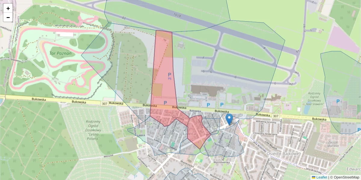 Szczegółowa mapa kodu pocztowego 60-187 z granicami, sąsiednimi kodami pocztowymi i urzędami pocztowymi