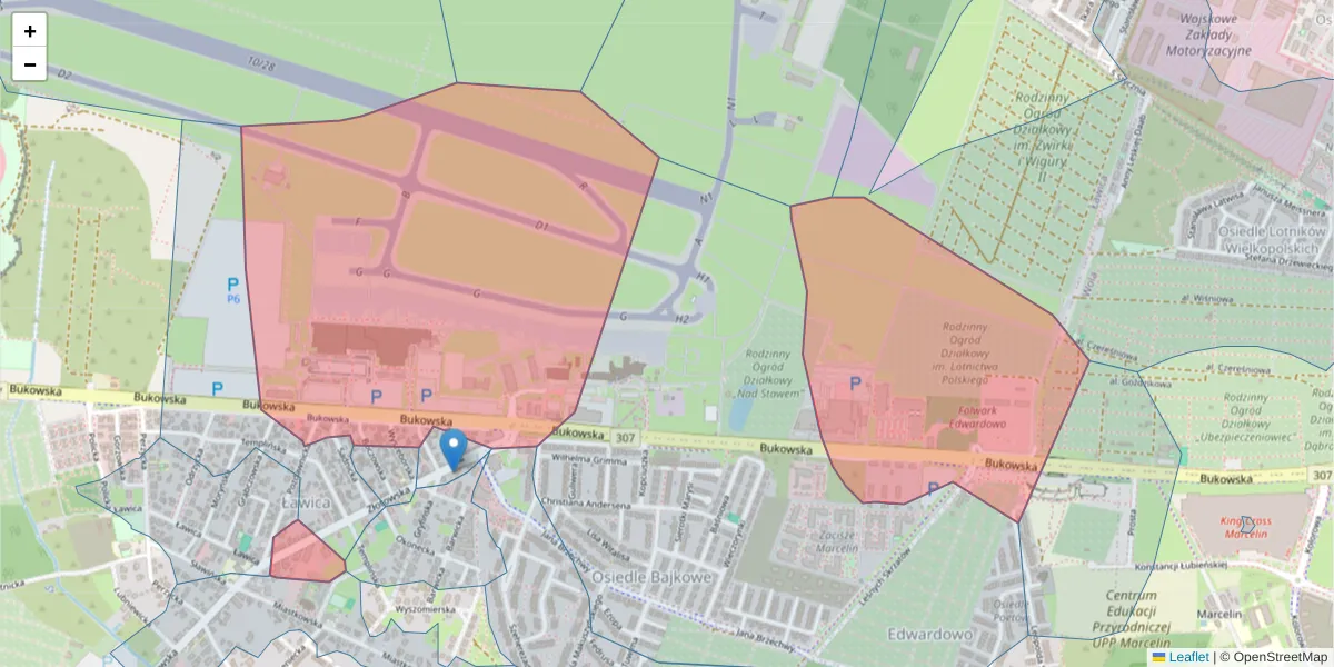 Szczegółowa mapa kodu pocztowego 60-189 z granicami, sąsiednimi kodami pocztowymi i urzędami pocztowymi