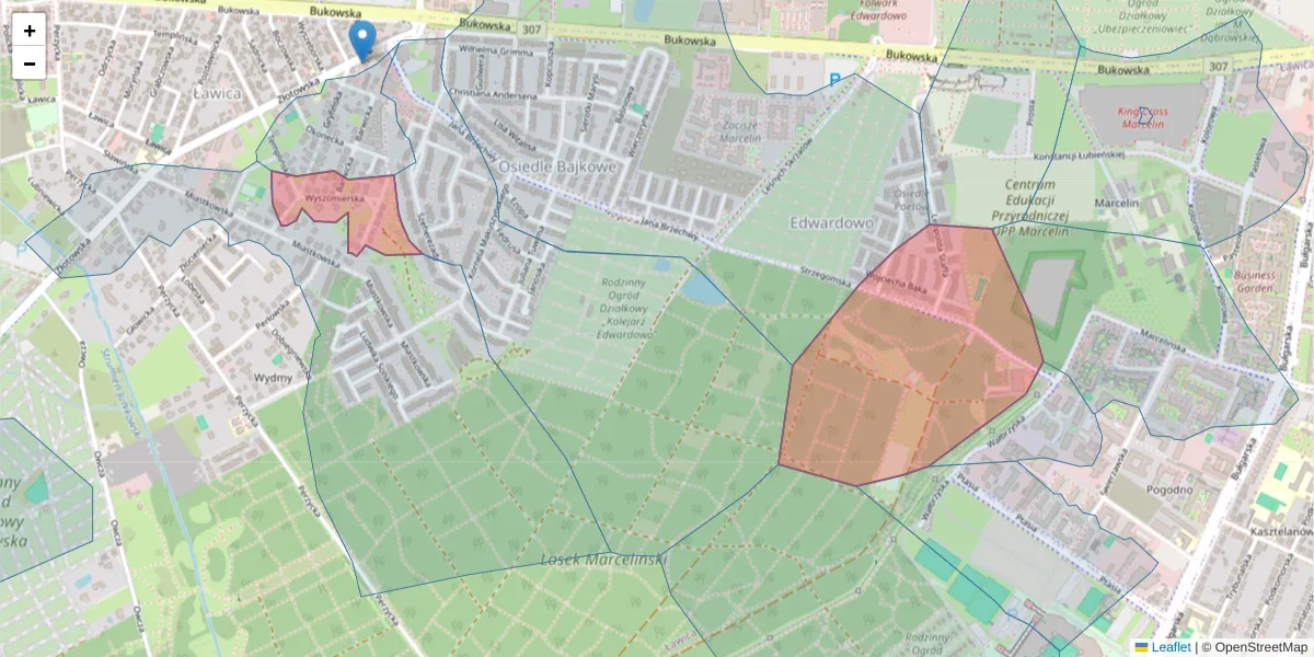 Szczegółowa mapa kodu pocztowego 60-194 z granicami, sąsiednimi kodami pocztowymi i urzędami pocztowymi