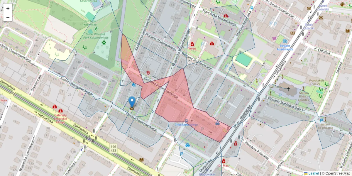 Szczegółowa mapa kodu pocztowego 60-209 z granicami, sąsiednimi kodami pocztowymi i urzędami pocztowymi