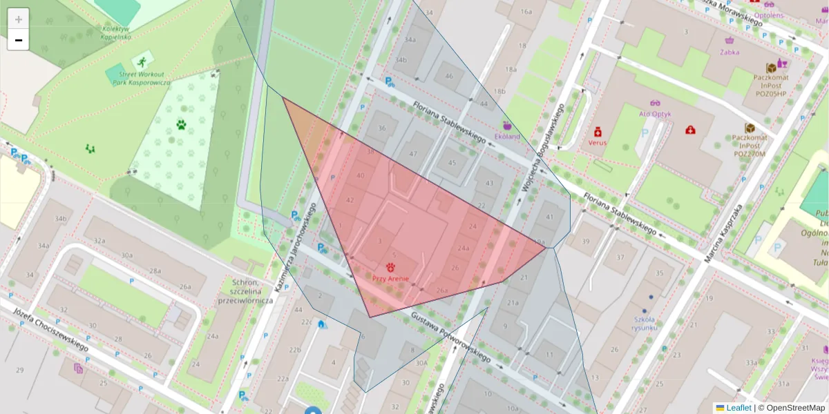 Szczegółowa mapa kodu pocztowego 60-212 z granicami, sąsiednimi kodami pocztowymi i urzędami pocztowymi