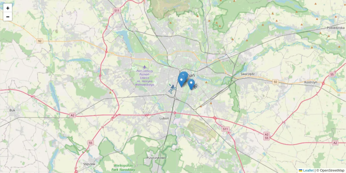 Szczegółowa mapa kodu pocztowego 60-227 z granicami, sąsiednimi kodami pocztowymi i urzędami pocztowymi
