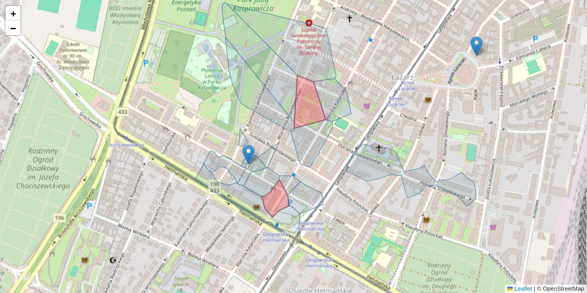 Szczegółowa mapa kodu pocztowego 60-237 z granicami, sąsiednimi kodami pocztowymi i urzędami pocztowymi
