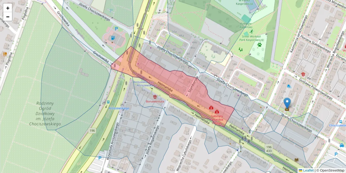 Szczegółowa mapa kodu pocztowego 60-254 z granicami, sąsiednimi kodami pocztowymi i urzędami pocztowymi