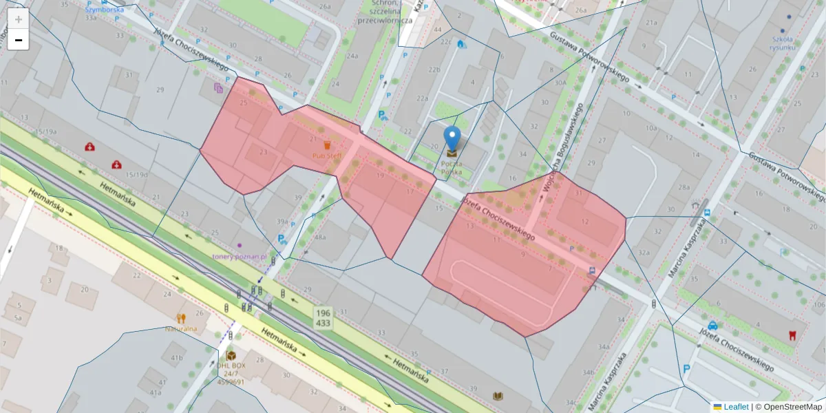 Szczegółowa mapa kodu pocztowego 60-255 z granicami, sąsiednimi kodami pocztowymi i urzędami pocztowymi