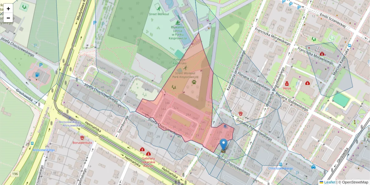 Szczegółowa mapa kodu pocztowego 60-258 z granicami, sąsiednimi kodami pocztowymi i urzędami pocztowymi