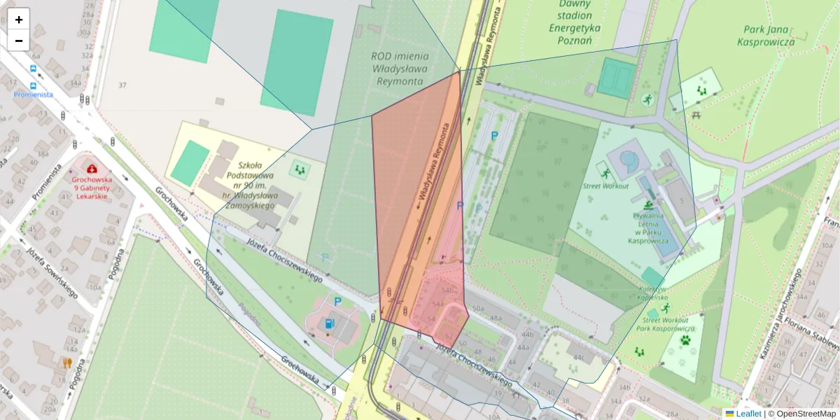 Szczegółowa mapa kodu pocztowego 60-261 z granicami, sąsiednimi kodami pocztowymi i urzędami pocztowymi