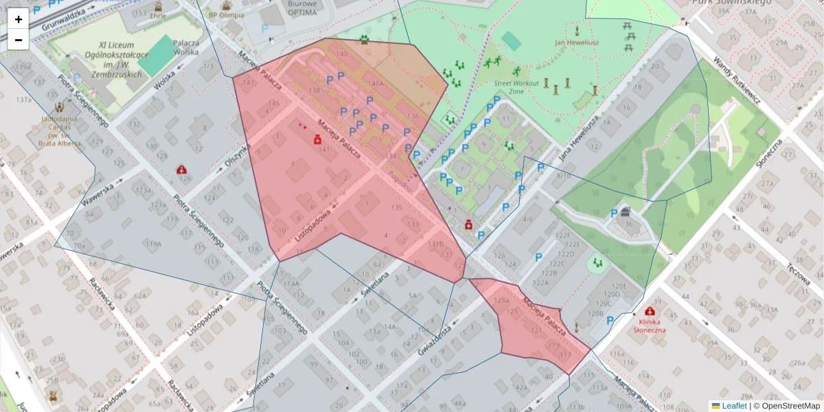 Szczegółowa mapa kodu pocztowego 60-279 z granicami, sąsiednimi kodami pocztowymi i urzędami pocztowymi