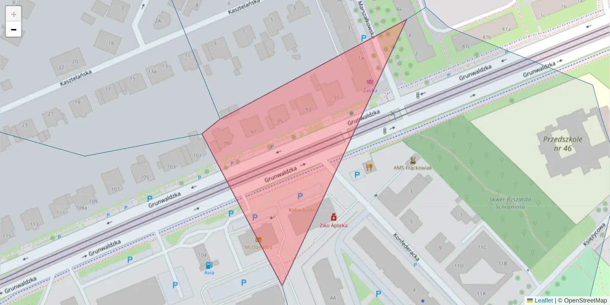 Szczegółowa mapa kodu pocztowego 60-283 z granicami, sąsiednimi kodami pocztowymi i urzędami pocztowymi