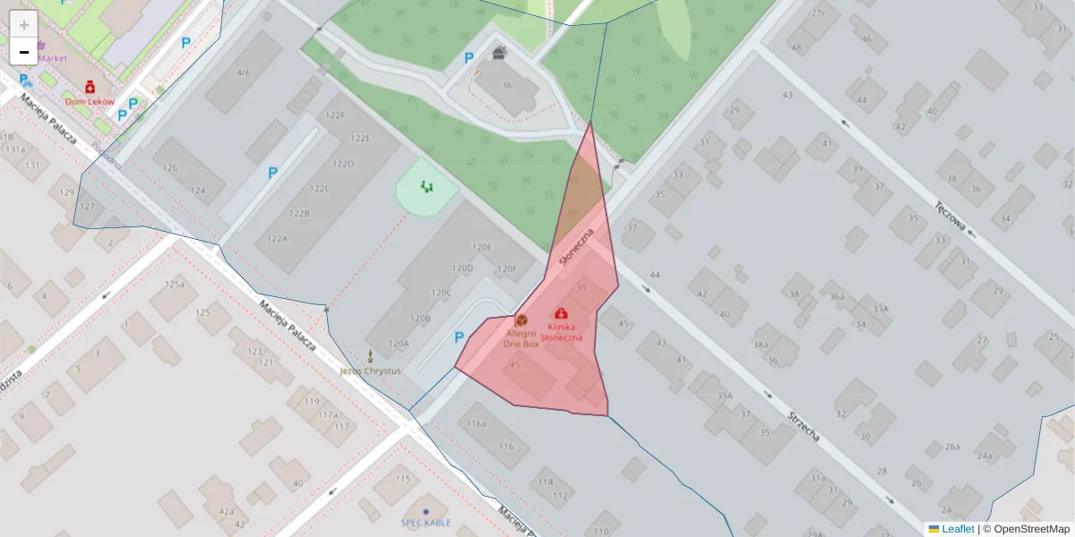 Szczegółowa mapa kodu pocztowego 60-286 z granicami, sąsiednimi kodami pocztowymi i urzędami pocztowymi