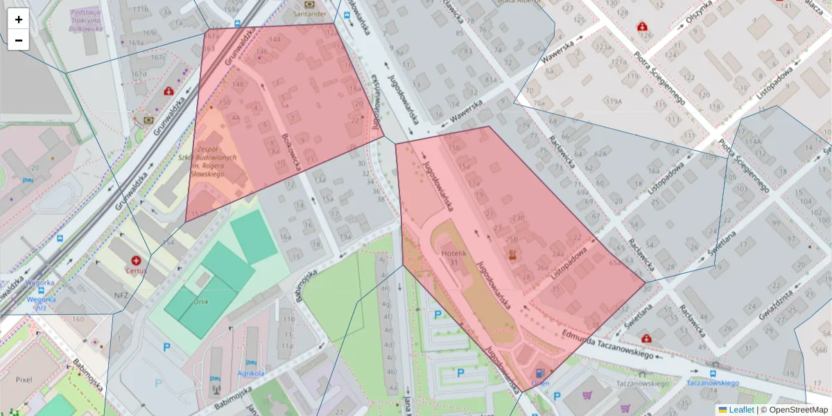 Szczegółowa mapa kodu pocztowego 60-301 z granicami, sąsiednimi kodami pocztowymi i urzędami pocztowymi