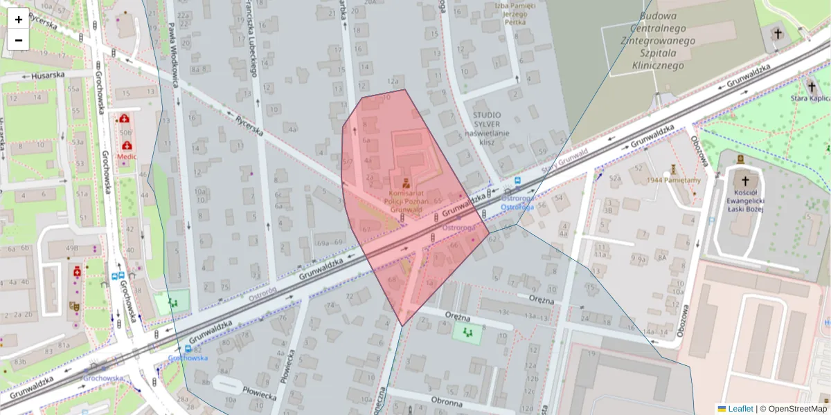 Szczegółowa mapa kodu pocztowego 60-346 z granicami, sąsiednimi kodami pocztowymi i urzędami pocztowymi