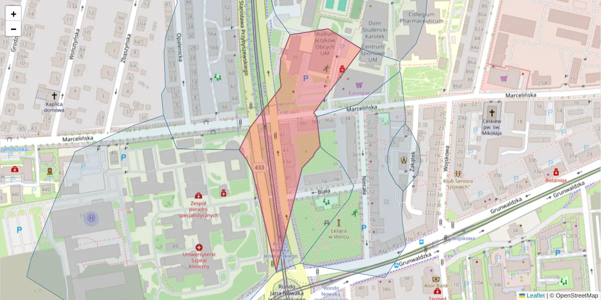 Szczegółowa mapa kodu pocztowego 60-356 z granicami, sąsiednimi kodami pocztowymi i urzędami pocztowymi
