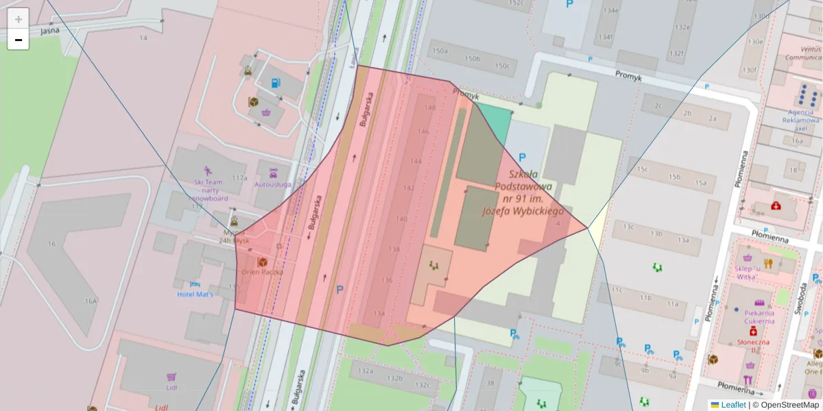 Szczegółowa mapa kodu pocztowego 60-383 z granicami, sąsiednimi kodami pocztowymi i urzędami pocztowymi