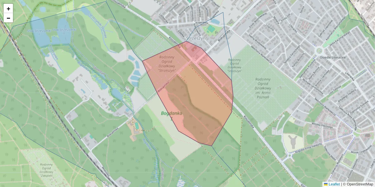 Szczegółowa mapa kodu pocztowego 60-463 z granicami, sąsiednimi kodami pocztowymi i urzędami pocztowymi