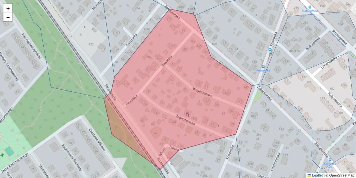 Szczegółowa mapa kodu pocztowego 60-466 z granicami, sąsiednimi kodami pocztowymi i urzędami pocztowymi