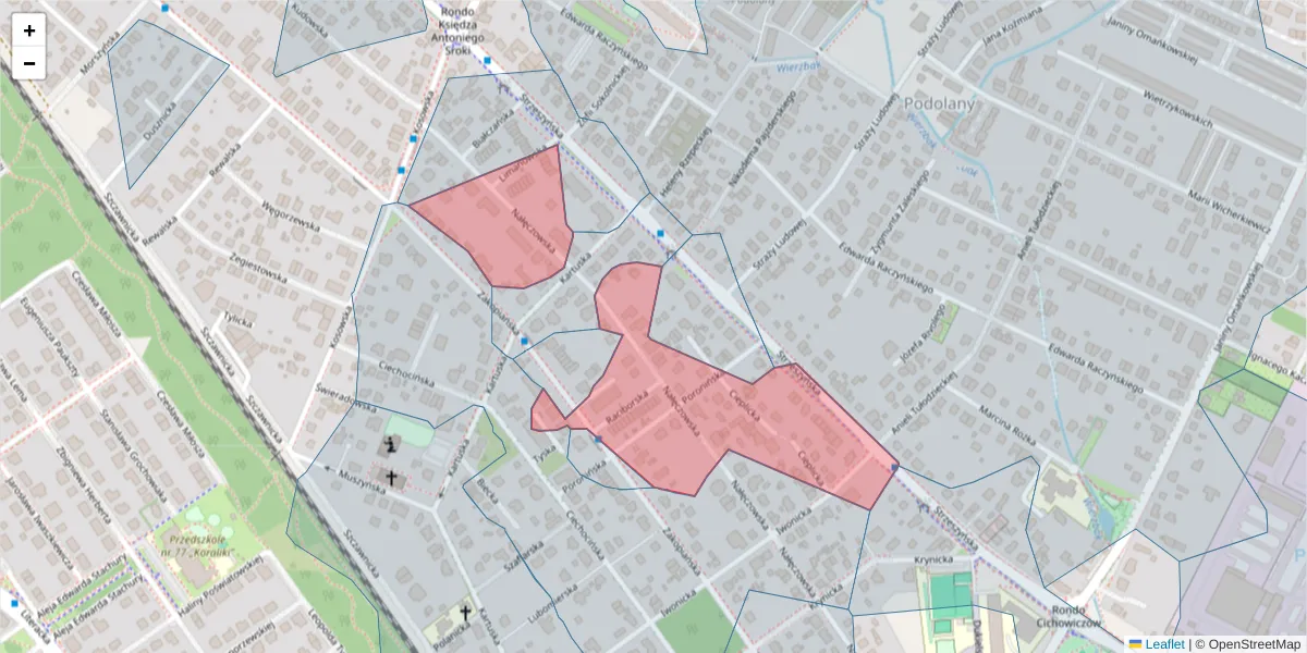 Szczegółowa mapa kodu pocztowego 60-472 z granicami, sąsiednimi kodami pocztowymi i urzędami pocztowymi