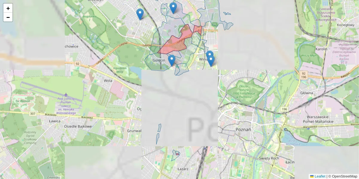 Szczegółowa mapa kodu pocztowego 60-478 z granicami, sąsiednimi kodami pocztowymi i urzędami pocztowymi