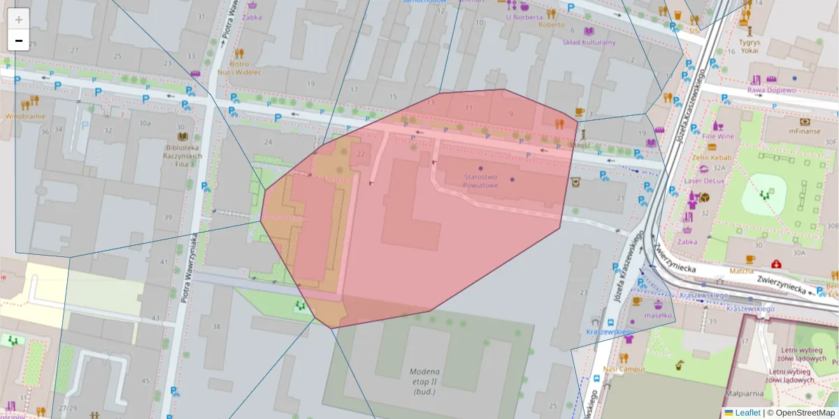 Szczegółowa mapa kodu pocztowego 60-509 z granicami, sąsiednimi kodami pocztowymi i urzędami pocztowymi