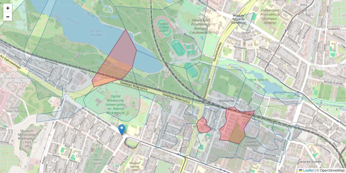 Szczegółowa mapa kodu pocztowego 60-541 z granicami, sąsiednimi kodami pocztowymi i urzędami pocztowymi