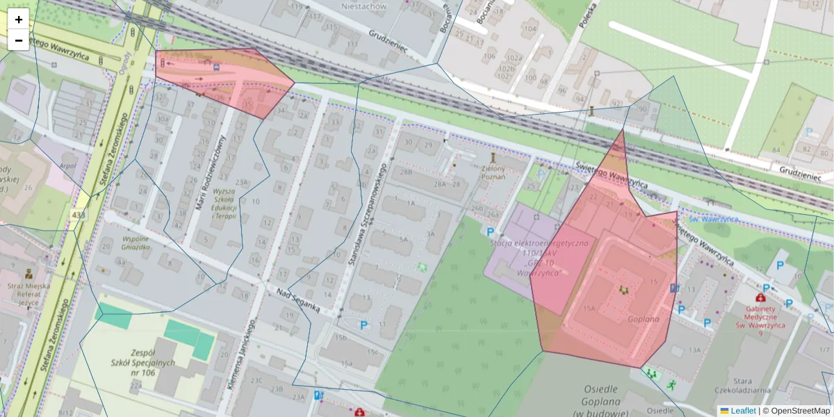 Szczegółowa mapa kodu pocztowego 60-546 z granicami, sąsiednimi kodami pocztowymi i urzędami pocztowymi