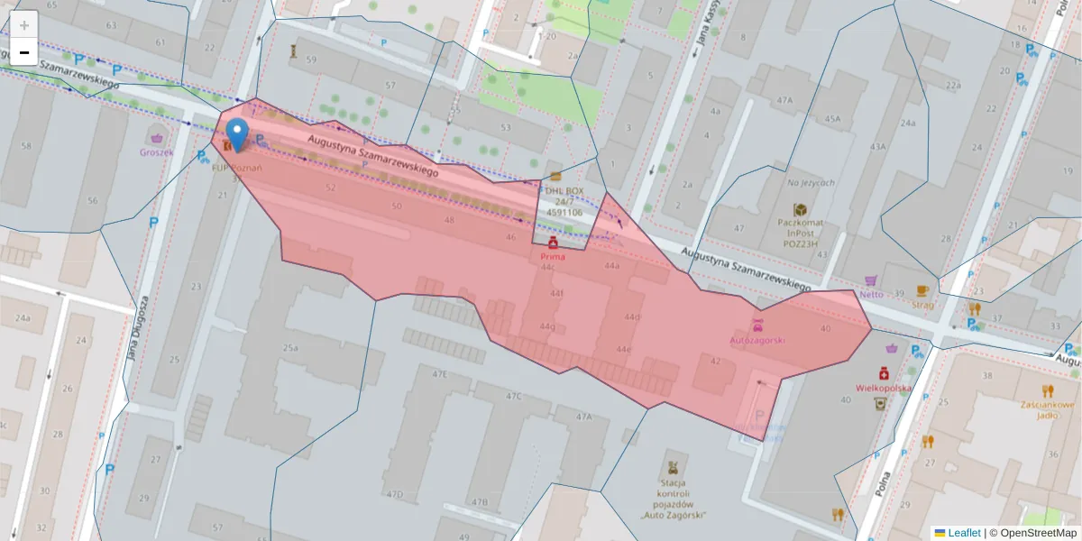 Szczegółowa mapa kodu pocztowego 60-552 z granicami, sąsiednimi kodami pocztowymi i urzędami pocztowymi