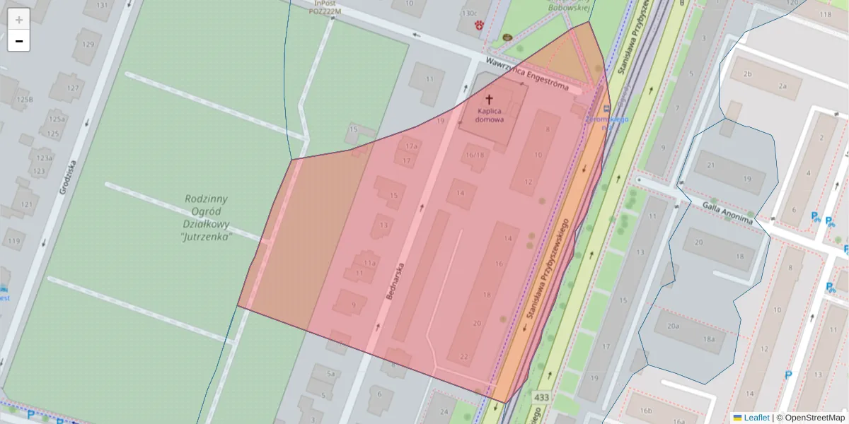 Szczegółowa mapa kodu pocztowego 60-562 z granicami, sąsiednimi kodami pocztowymi i urzędami pocztowymi