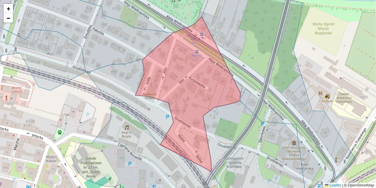 Szczegółowa mapa kodu pocztowego 60-602 z granicami, sąsiednimi kodami pocztowymi i urzędami pocztowymi