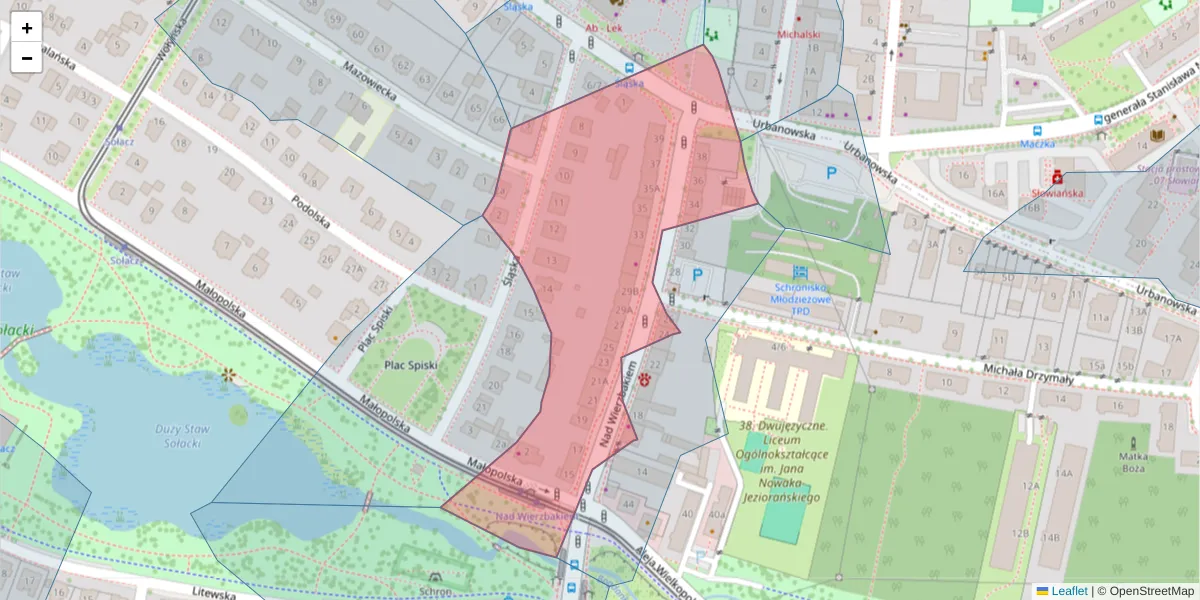 Szczegółowa mapa kodu pocztowego 60-611 z granicami, sąsiednimi kodami pocztowymi i urzędami pocztowymi