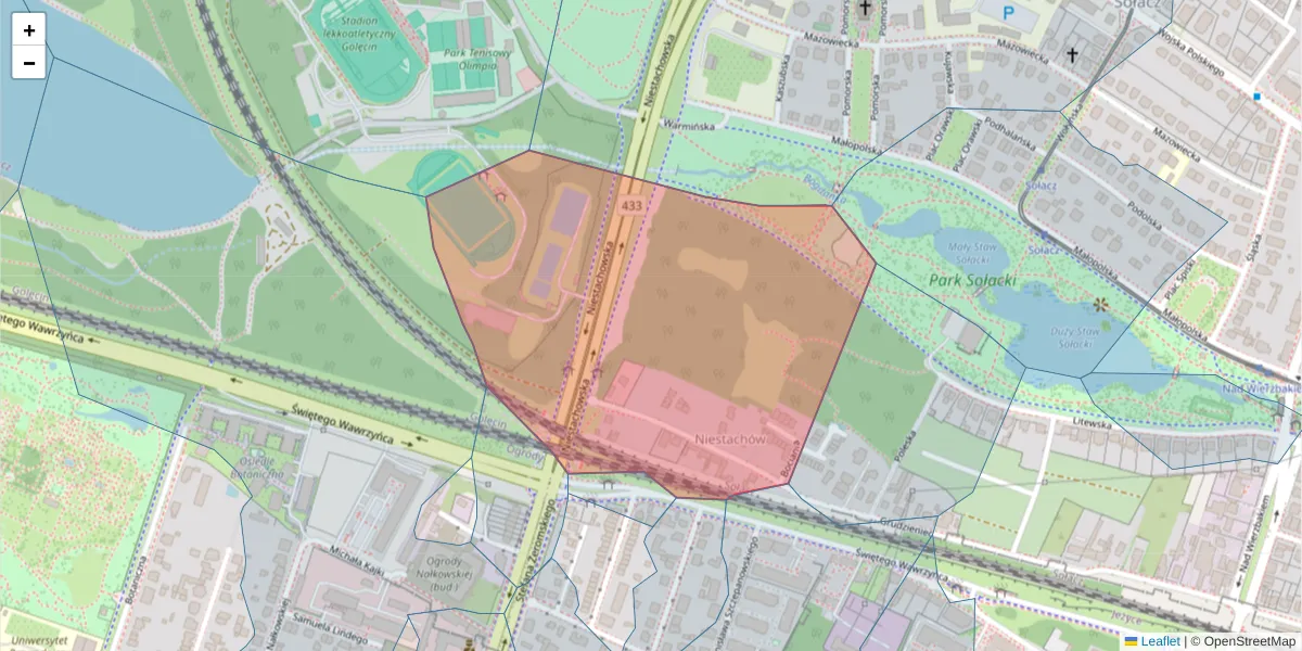 Szczegółowa mapa kodu pocztowego 60-621 z granicami, sąsiednimi kodami pocztowymi i urzędami pocztowymi