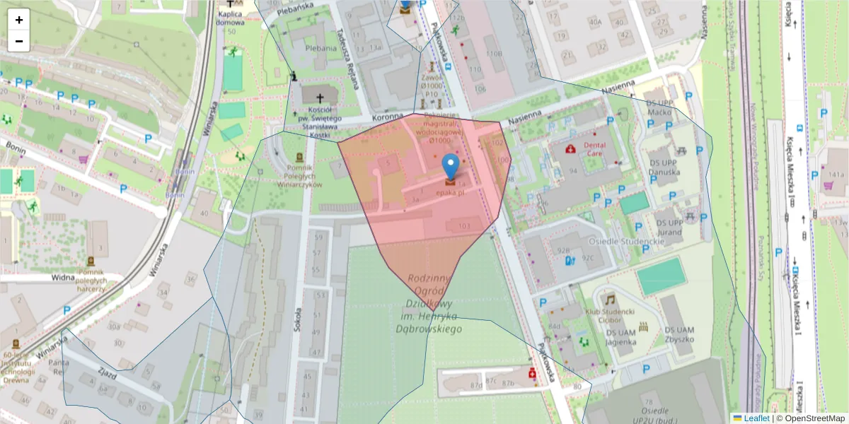 Szczegółowa mapa kodu pocztowego 60-652 z granicami, sąsiednimi kodami pocztowymi i urzędami pocztowymi