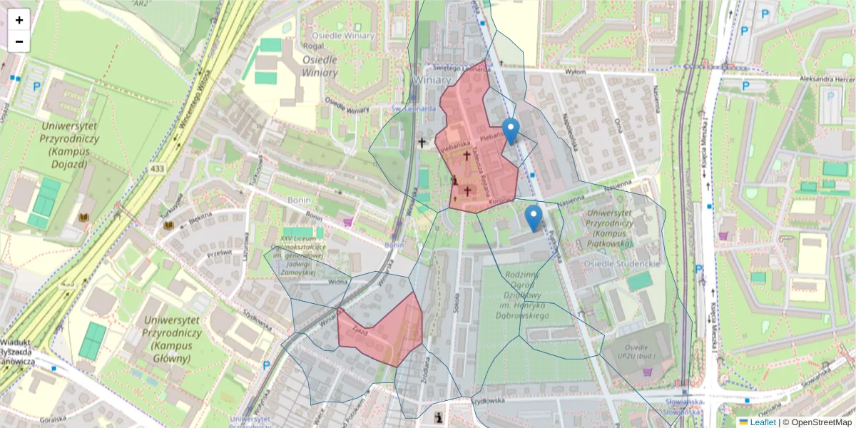 Szczegółowa mapa kodu pocztowego 60-653 z granicami, sąsiednimi kodami pocztowymi i urzędami pocztowymi
