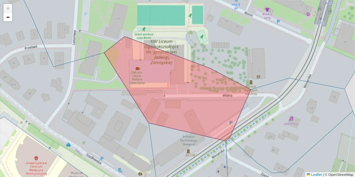 Szczegółowa mapa kodu pocztowego 60-655 z granicami, sąsiednimi kodami pocztowymi i urzędami pocztowymi