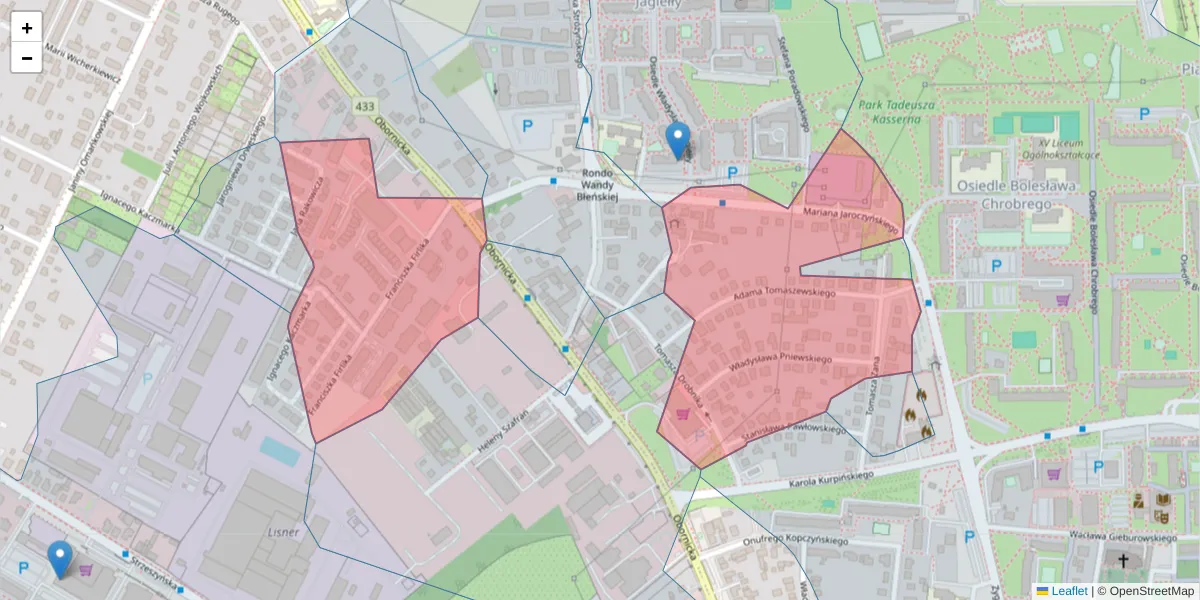 Szczegółowa mapa kodu pocztowego 60-692 z granicami, sąsiednimi kodami pocztowymi i urzędami pocztowymi