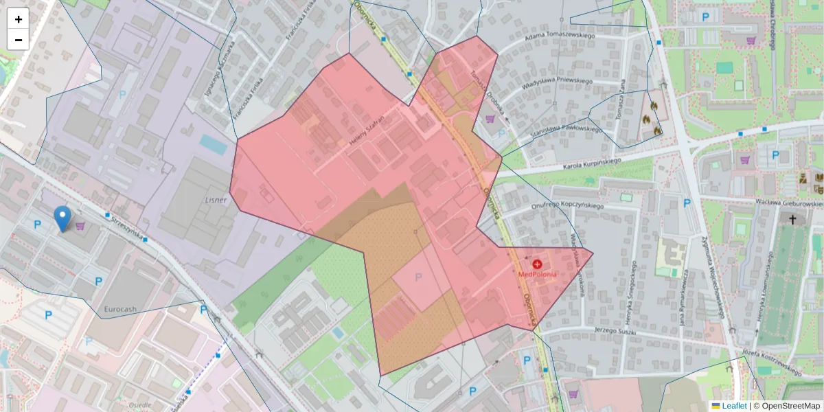 Szczegółowa mapa kodu pocztowego 60-693 z granicami, sąsiednimi kodami pocztowymi i urzędami pocztowymi