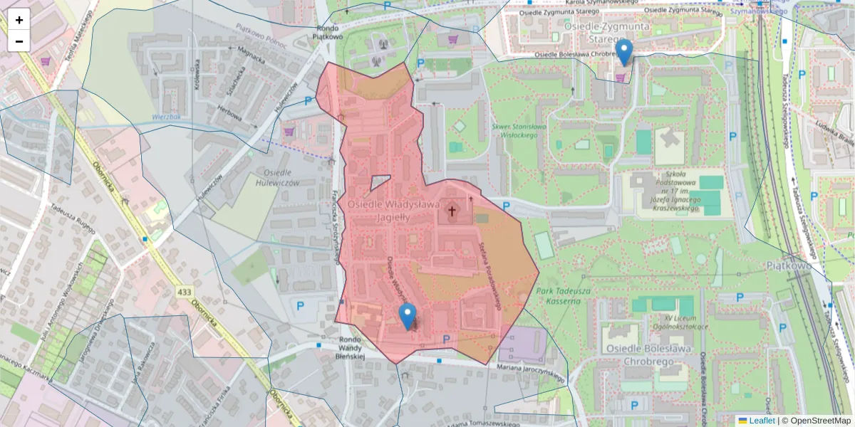 Szczegółowa mapa kodu pocztowego 60-694 z granicami, sąsiednimi kodami pocztowymi i urzędami pocztowymi