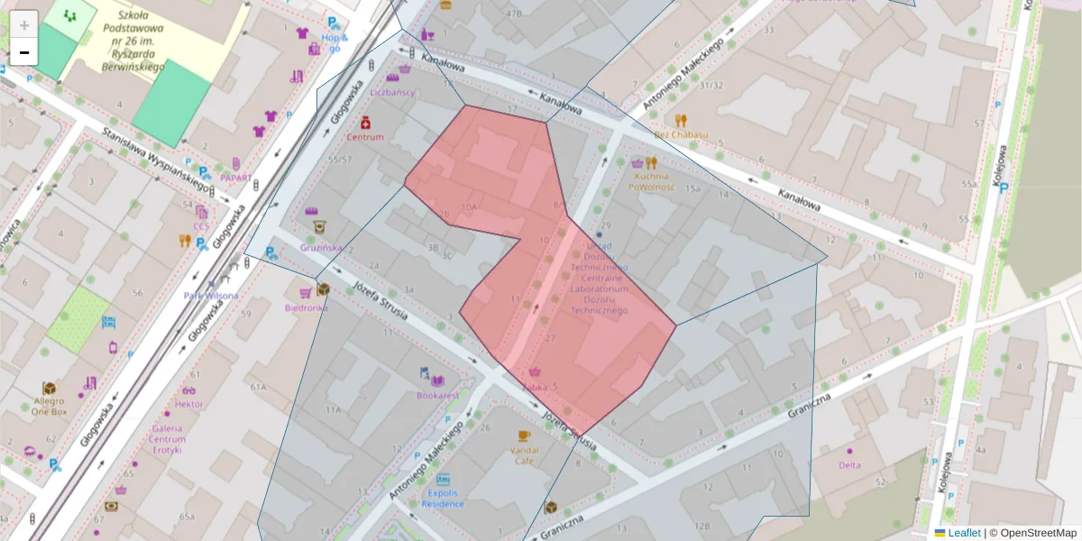 Szczegółowa mapa kodu pocztowego 60-706 z granicami, sąsiednimi kodami pocztowymi i urzędami pocztowymi