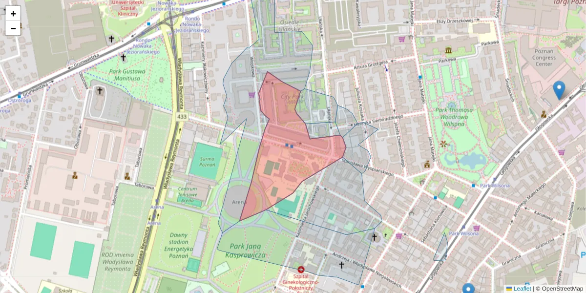 Szczegółowa mapa kodu pocztowego 60-751 z granicami, sąsiednimi kodami pocztowymi i urzędami pocztowymi