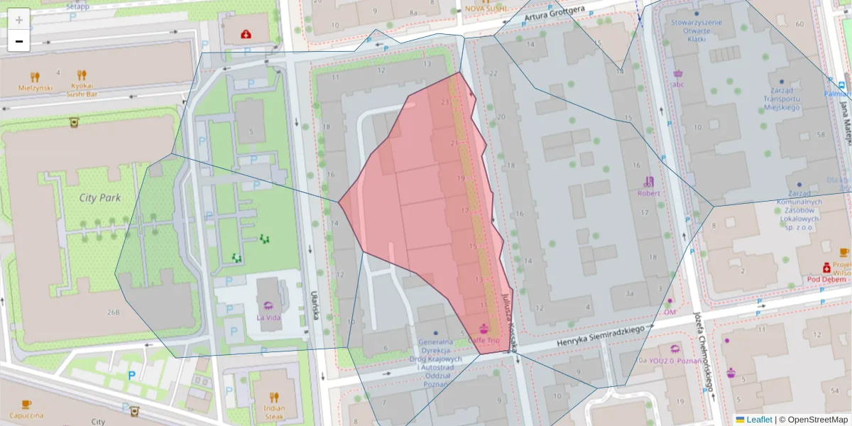 Szczegółowa mapa kodu pocztowego 60-760 z granicami, sąsiednimi kodami pocztowymi i urzędami pocztowymi