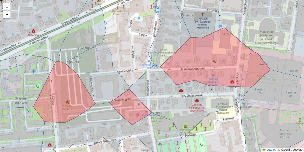 Szczegółowa mapa kodu pocztowego 60-771 z granicami, sąsiednimi kodami pocztowymi i urzędami pocztowymi