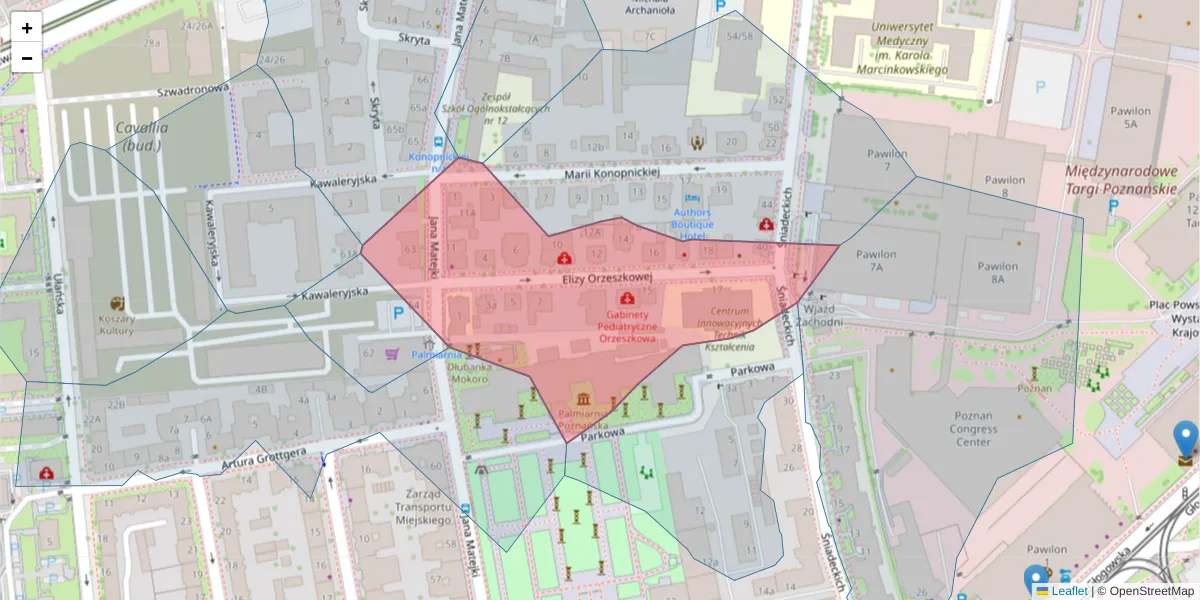 Szczegółowa mapa kodu pocztowego 60-778 z granicami, sąsiednimi kodami pocztowymi i urzędami pocztowymi