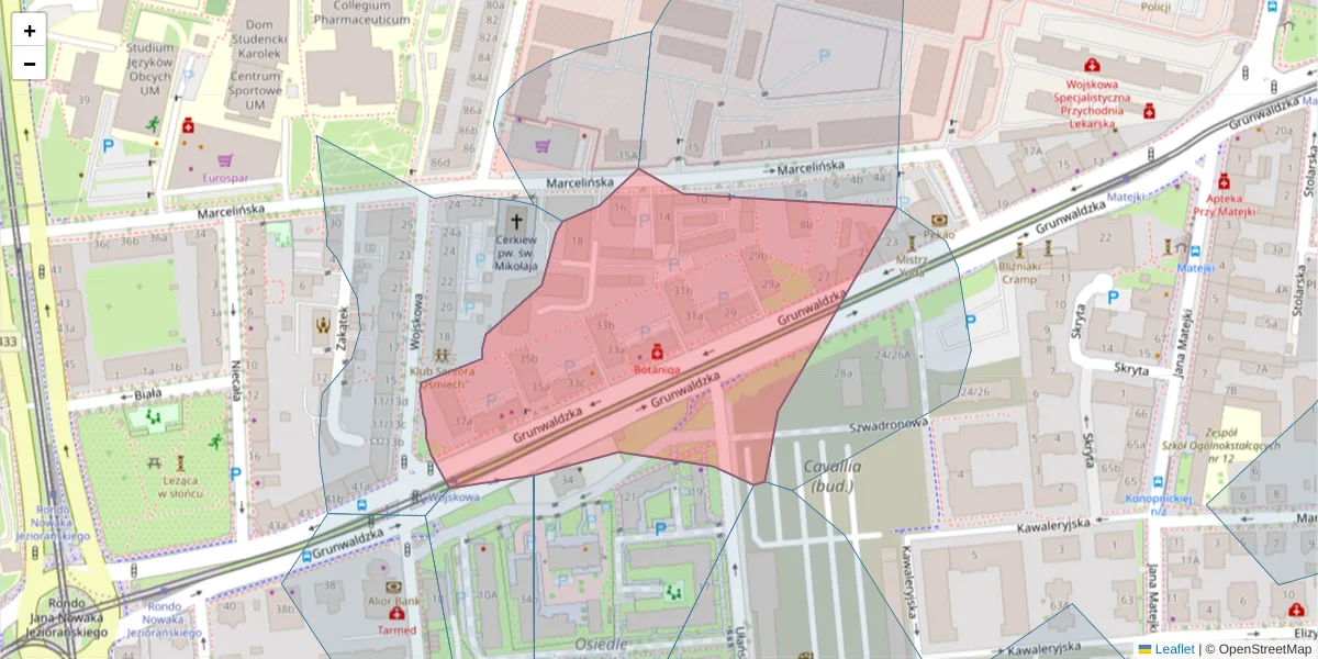 Szczegółowa mapa kodu pocztowego 60-783 z granicami, sąsiednimi kodami pocztowymi i urzędami pocztowymi