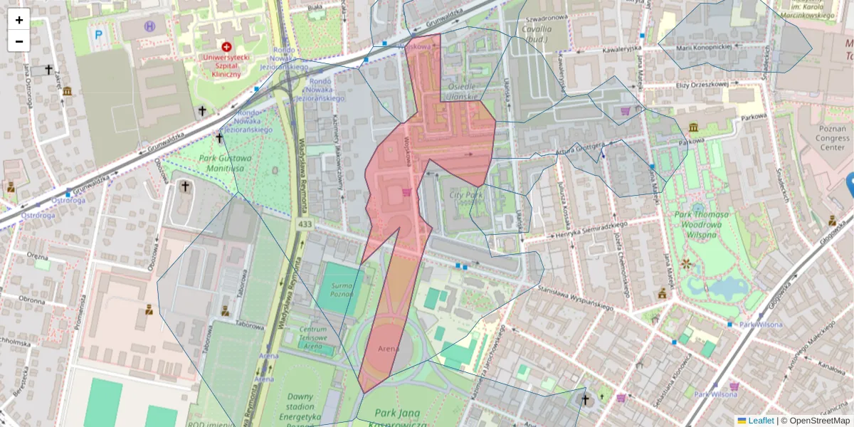 Szczegółowa mapa kodu pocztowego 60-792 z granicami, sąsiednimi kodami pocztowymi i urzędami pocztowymi