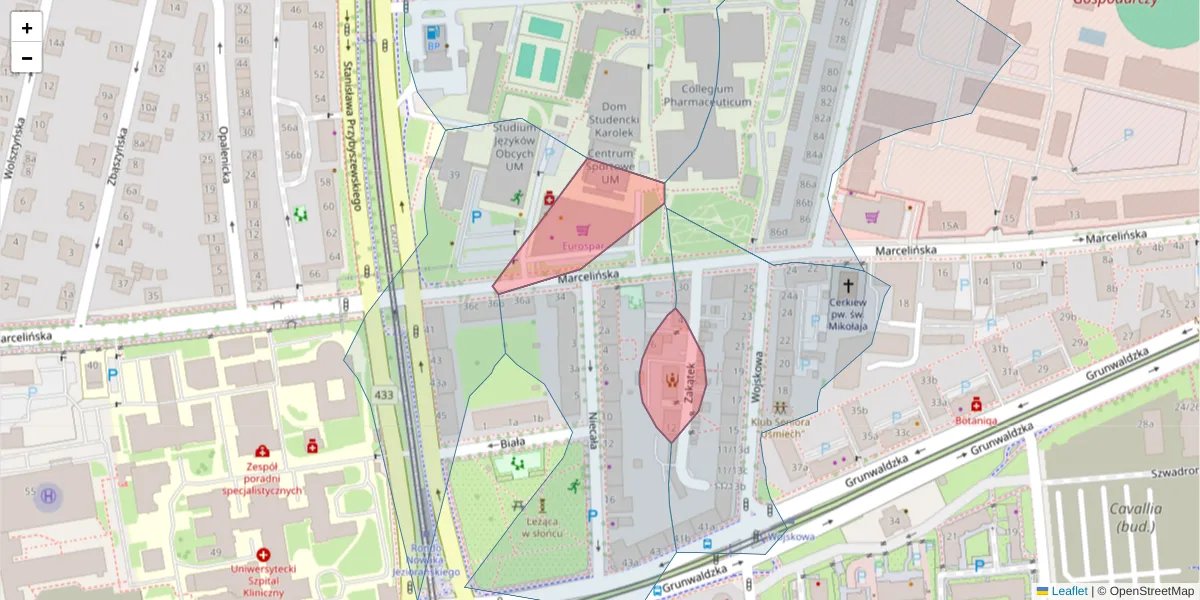 Szczegółowa mapa kodu pocztowego 60-801 z granicami, sąsiednimi kodami pocztowymi i urzędami pocztowymi