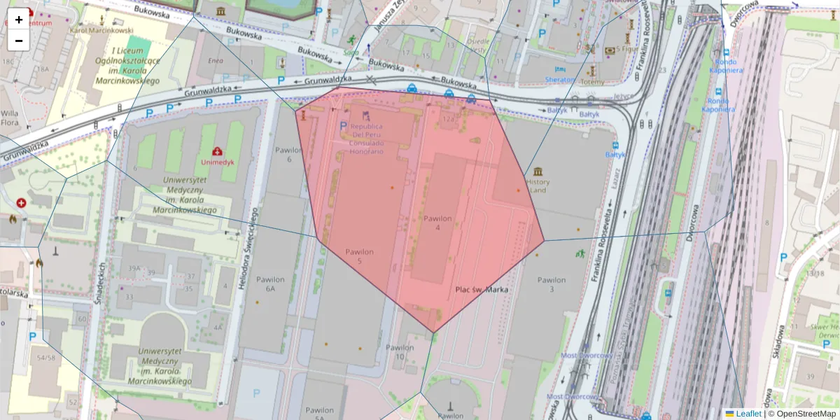 Szczegółowa mapa kodu pocztowego 60-810 z granicami, sąsiednimi kodami pocztowymi i urzędami pocztowymi